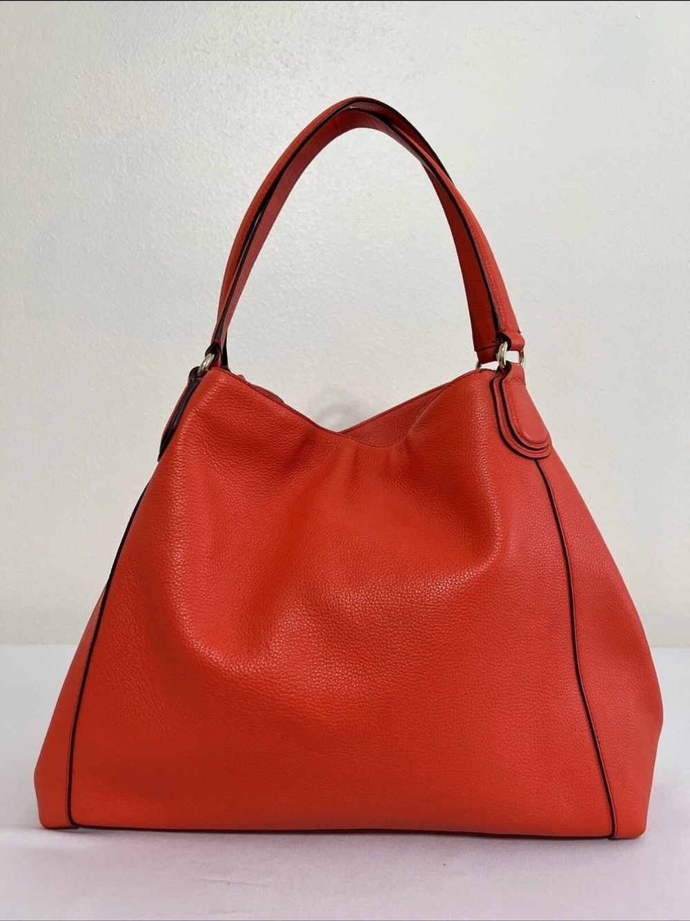 Coach Bright Orange Pebble Leather Shoulder Bag - Picture 2 of 16